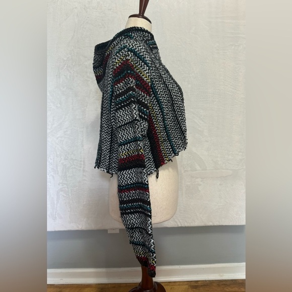 Baja Joe Mexican Jerga Blanket Hoodie Cropped Hippie Pullover Women’s Medium - Picture 4 of 8